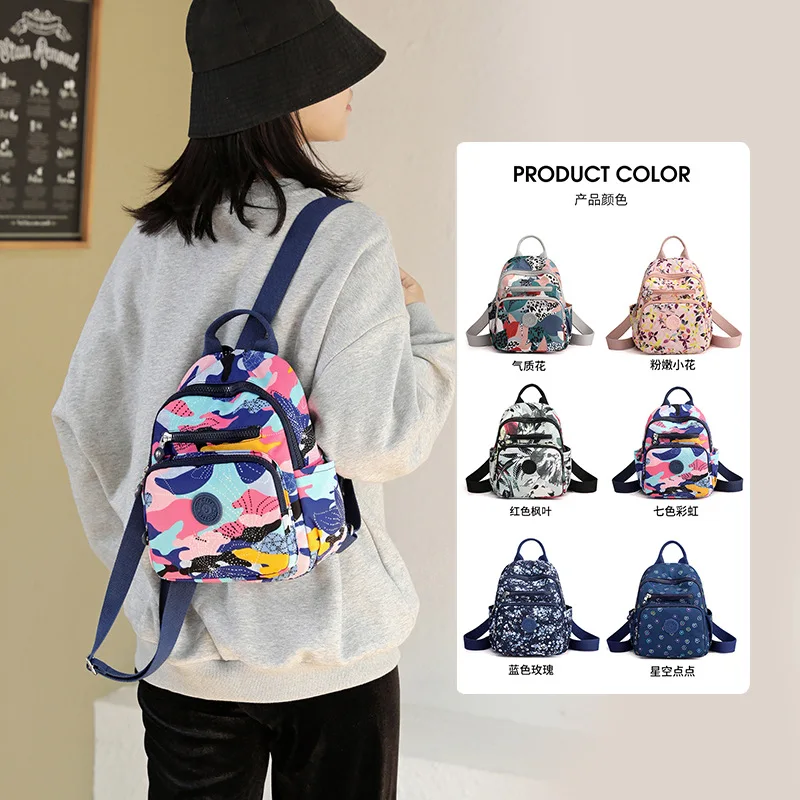 

Сумка на плечо с цветочным принтом, сумки в стиле преппи для женщин, водонепроницаемые нейлоновые рюкзаки, маленький мини-рюкзак, кошельки для девочек, рюкзак