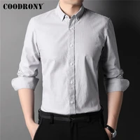 coodrony 100 pure cotton shirt men clothing autumn winter luxury social blouse business casual striped long sleeve shirts z6071