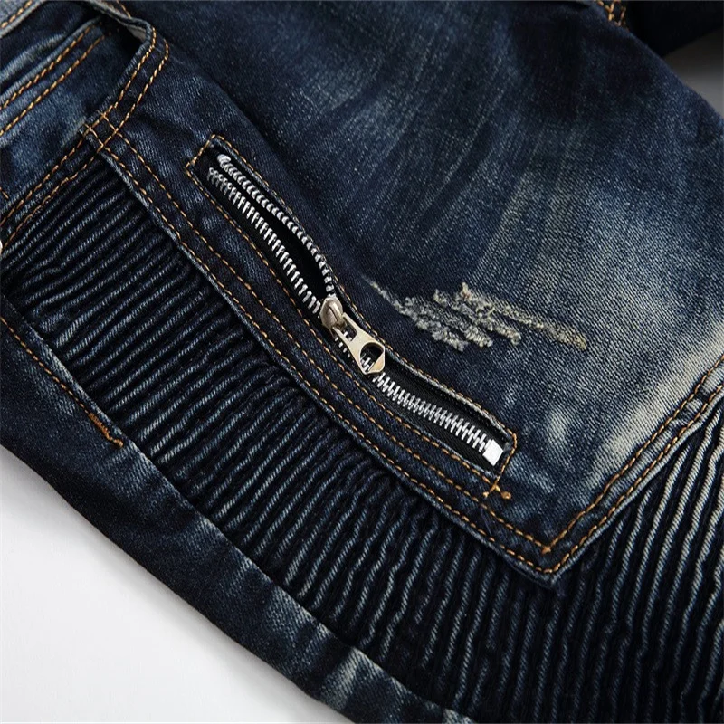 Men's Clothing Casual Trendy Streetwear Denim Oversize Pants Wide Leg Stretch Trousers Motorcycle Vintage Biker Baggy Jeans Male