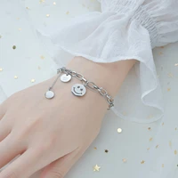 2022 simply new fashion single smiley letter el bracelet element gold color steel color stainless steel chain for woman gifts