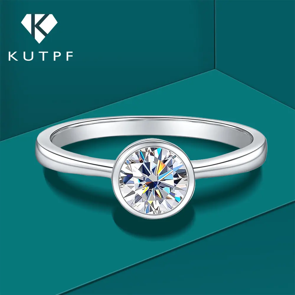 

2Carat Bubble Moissanite Diamond Rings 925 Sterling Silver 18K Gold Plated Engagement Finger Ring For Women Wedding Band KUTPF