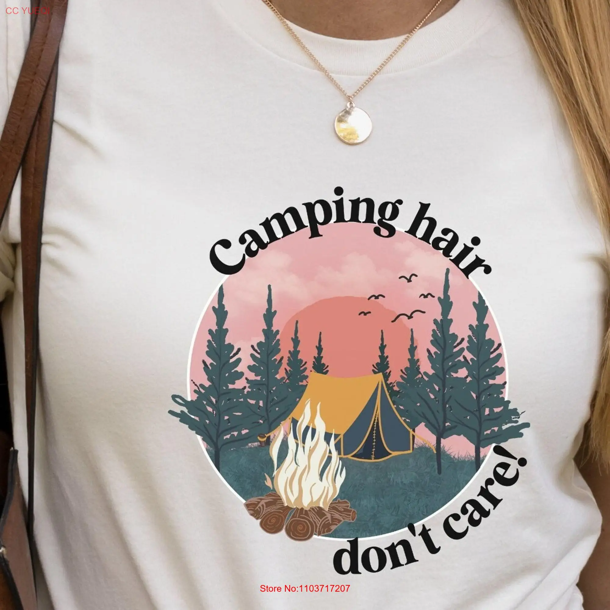 Футболка для кемпинга с длинным или коротким рукавом и надписью Don't Care