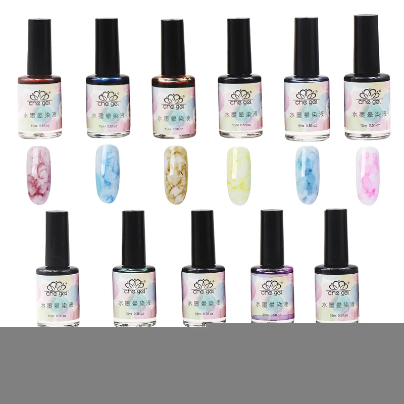 

12 Color Watercolor Ink Nail Polish Blooming Gel Smoke Effect Marble Stain Ink Halo Dye