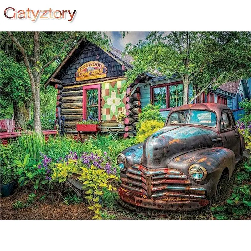 

GATYZTORY 60x75cm Painting By Numbers Scenery DIY Coloring By Numbers Car Landscape Oil Canvas Paint Art Pictures Home Decor