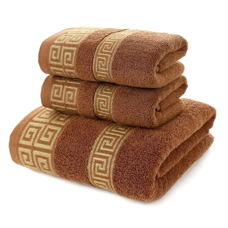 Set Bathroom Geometric Jacquard Pattern Bath Face Hand Towel