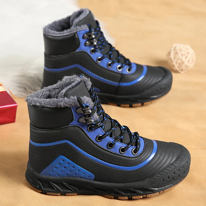 New Winter Kids Snow Boots PU Leather Waterproof Boots Outdoor Keep Warm Children Hiking Boots for Girl Boy Non-slip Ankle Boots