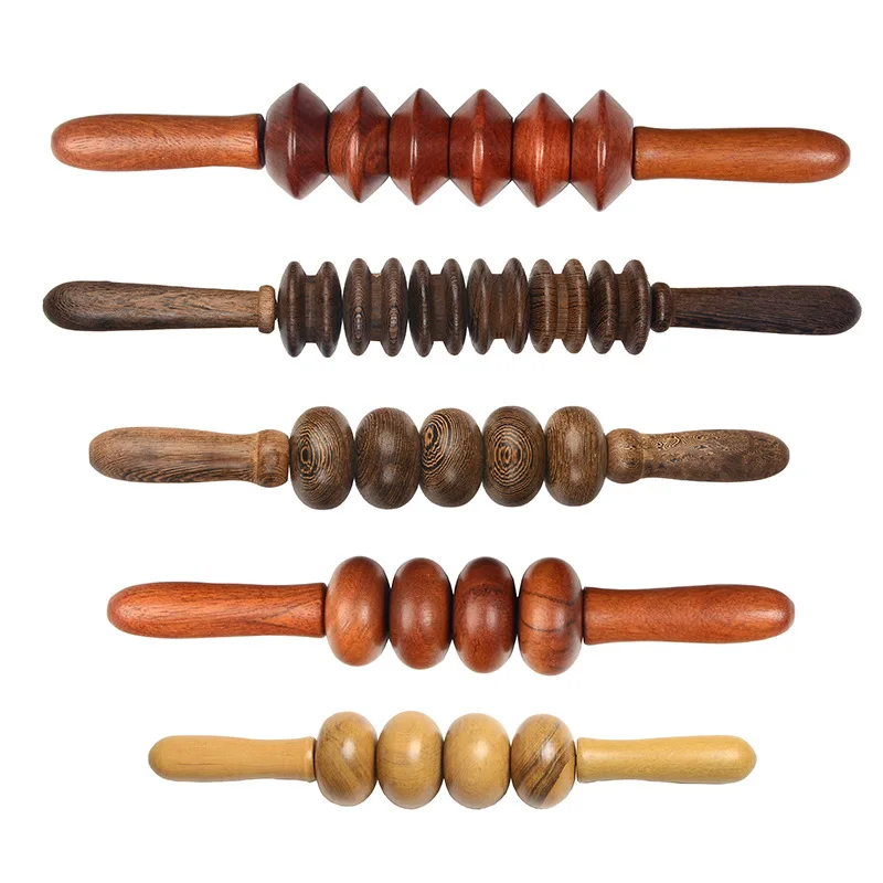 

Wooden Exercise Roller Fine Wheel Shaft Whole Body Massage Roller Waist Back Trigger Point Massage Neck Leg Wooden Massager