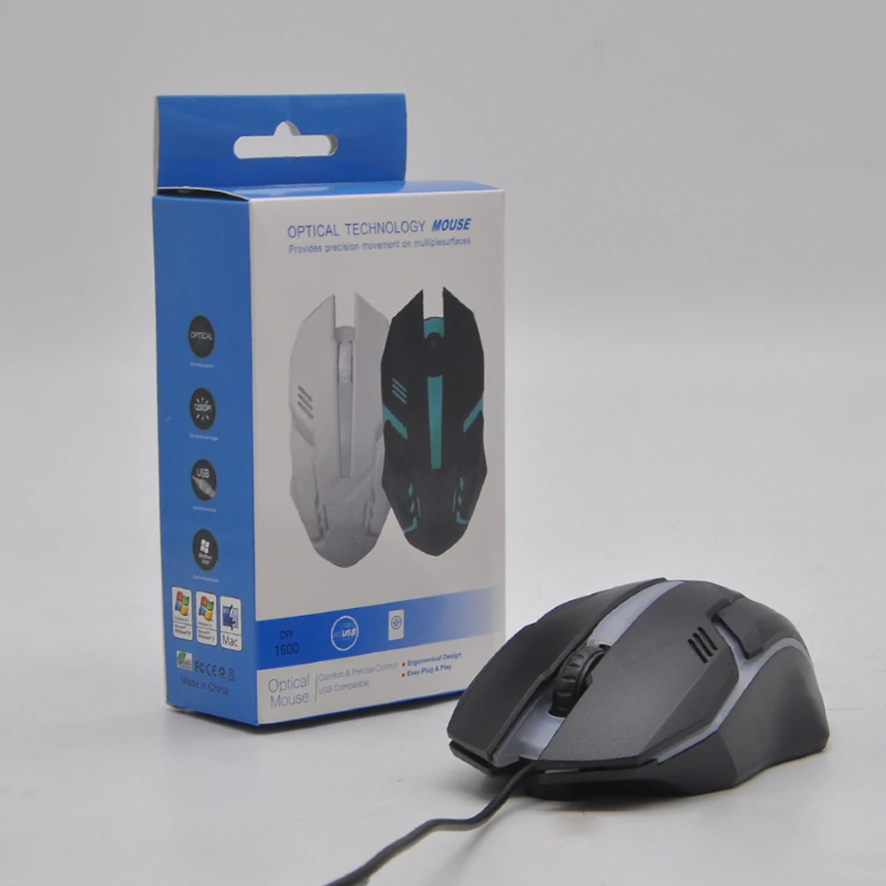 USB-мышь компьютерная оптическая эргономичная со светодиодной подсветкой 120 см