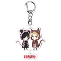 fairy tail anime keychains for women men acrylic car keyring holder q version cartoon props accessories key chain ring jewelry
