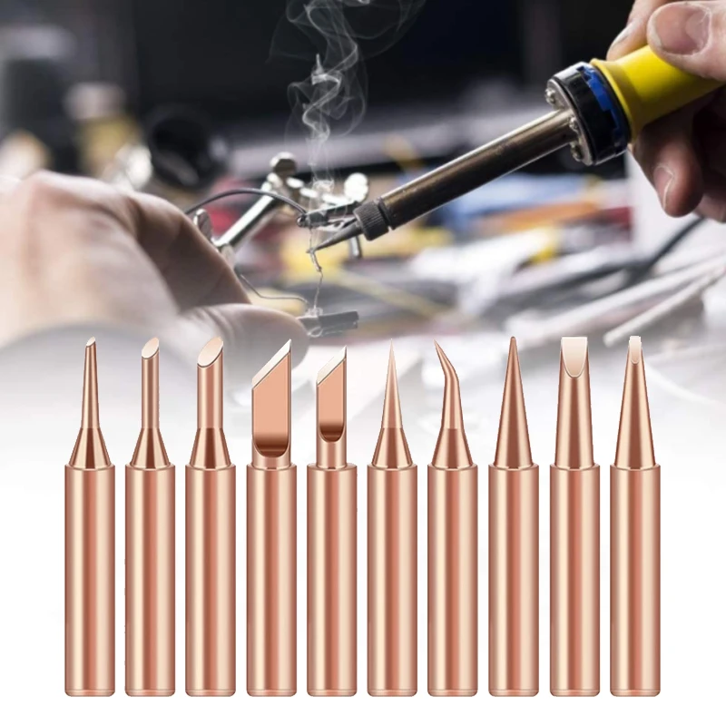 Купи 5/10Pcs soldering iron pure copper 900M soldering iron head set inside hot bare copper electric soldering iron tip за 163 рублей в магазине AliExpress