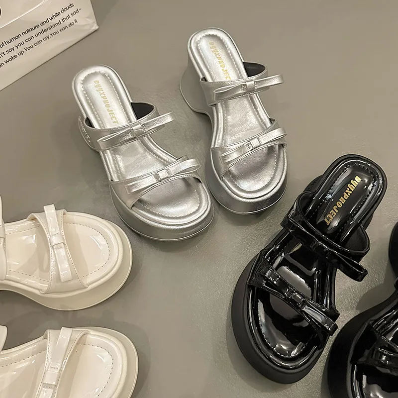 Шлепанцы женские с бантом-бабочкой повседневные Мягкие тапочки на платформе