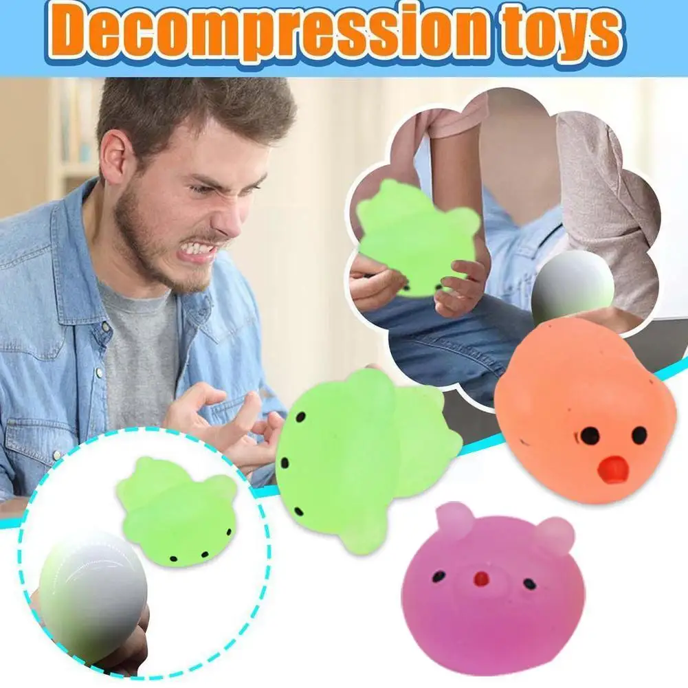 

5pcs Cute Mochi Squeeze Toys Healing Fun Kids Kawaii Toy Pinch Luminous Seal Decor Squishy Stress Toy Reliever Q7a1