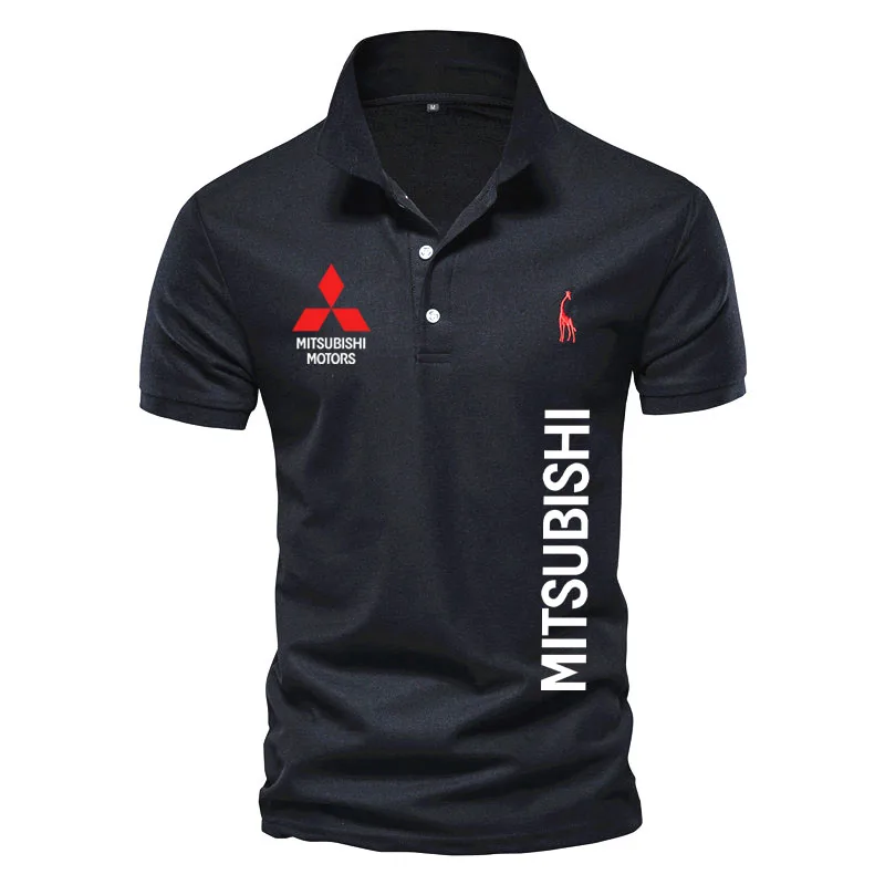 

Summer Hot sale 100% cotton High quality casual polo shirts Mitsubishi car logo print t shirt for men Harajuku Lapel Polo Shirts