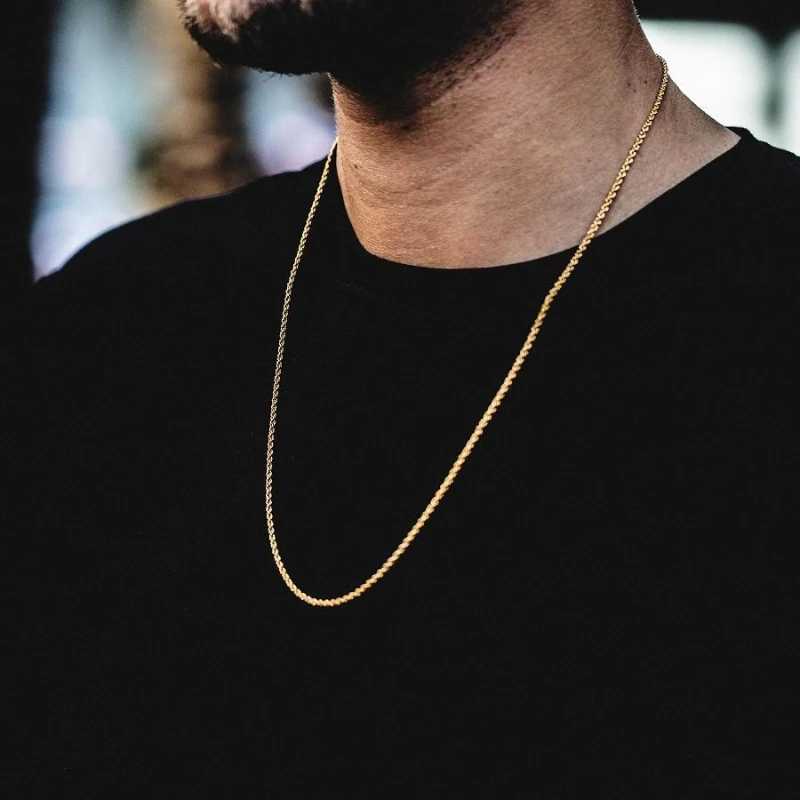 Золото 18 K заполненная витой кожей Женская лампочка Арабская цепь Эфиопия