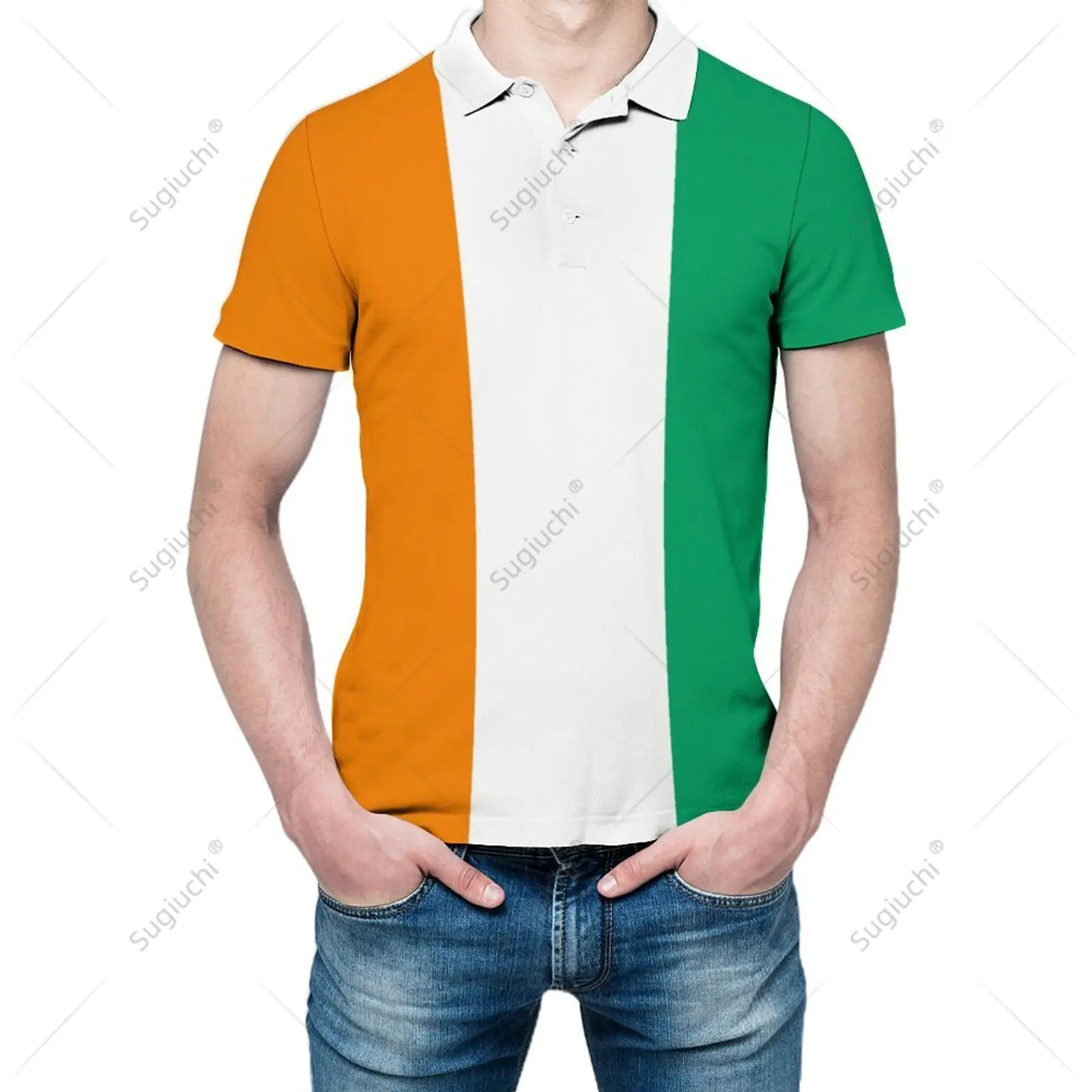 Рубашка-поло унисекс Cote D'Ivoire с флагом 3D принтом мужское поло модная одежда