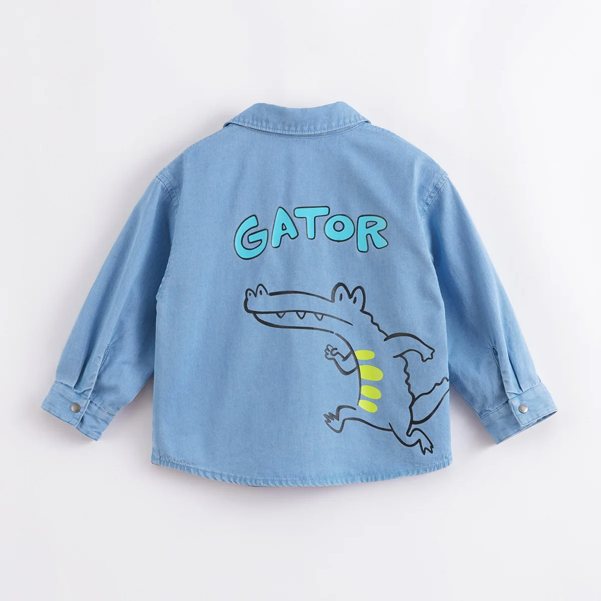 

Детская рубашка из денима с принтом, х/б, 221728