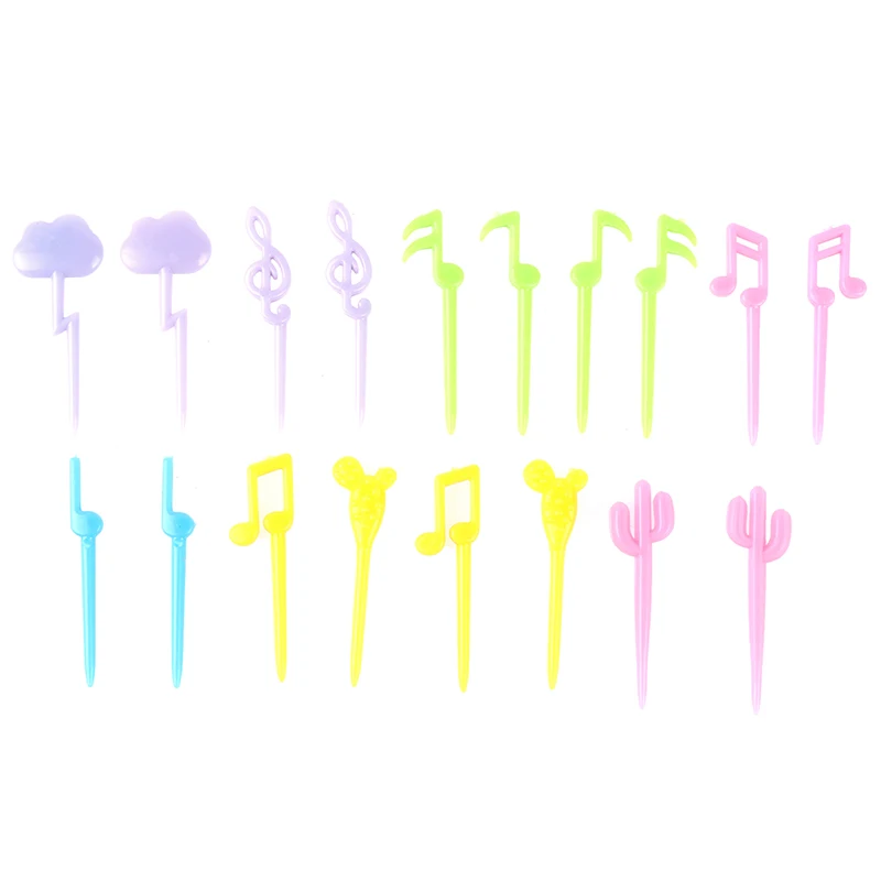 

18 шт. музыкальные ноты, мини-вилки для фруктов, Мультяшные пищевые медиаторы, детские закуски, вилки для фруктов, Детские декоративные палоч...