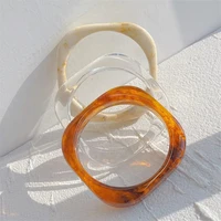 fashion acrylic retro color resin bracelets for women colorful wave wide version square bangles elegant jewelry