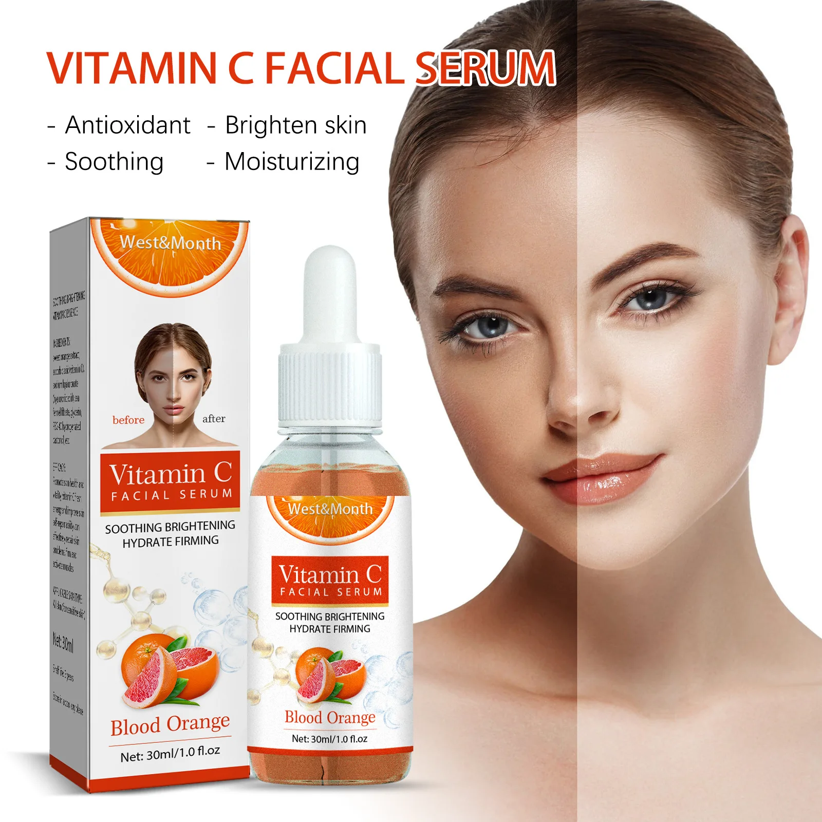 

Vitamin C Soothing Essence Anti Aging Firming Treatment Brighten Skin Tone Moisturize Whitening Lighten Fine Lines Facial Care