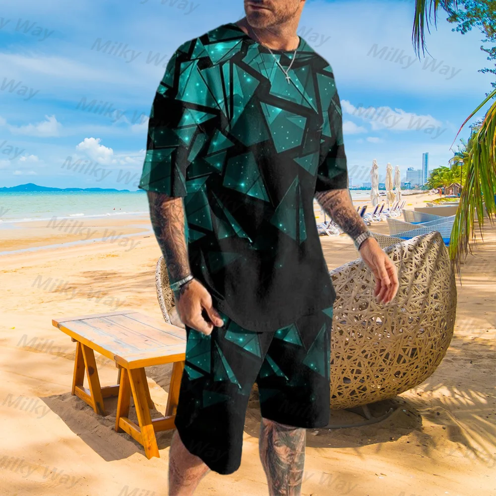 Men's Summer Tracksuit Believe in Yourself T-shirt Shorts Set Sports Outfit Jogging Suit Oversized Clothing Outdoor Streetwear