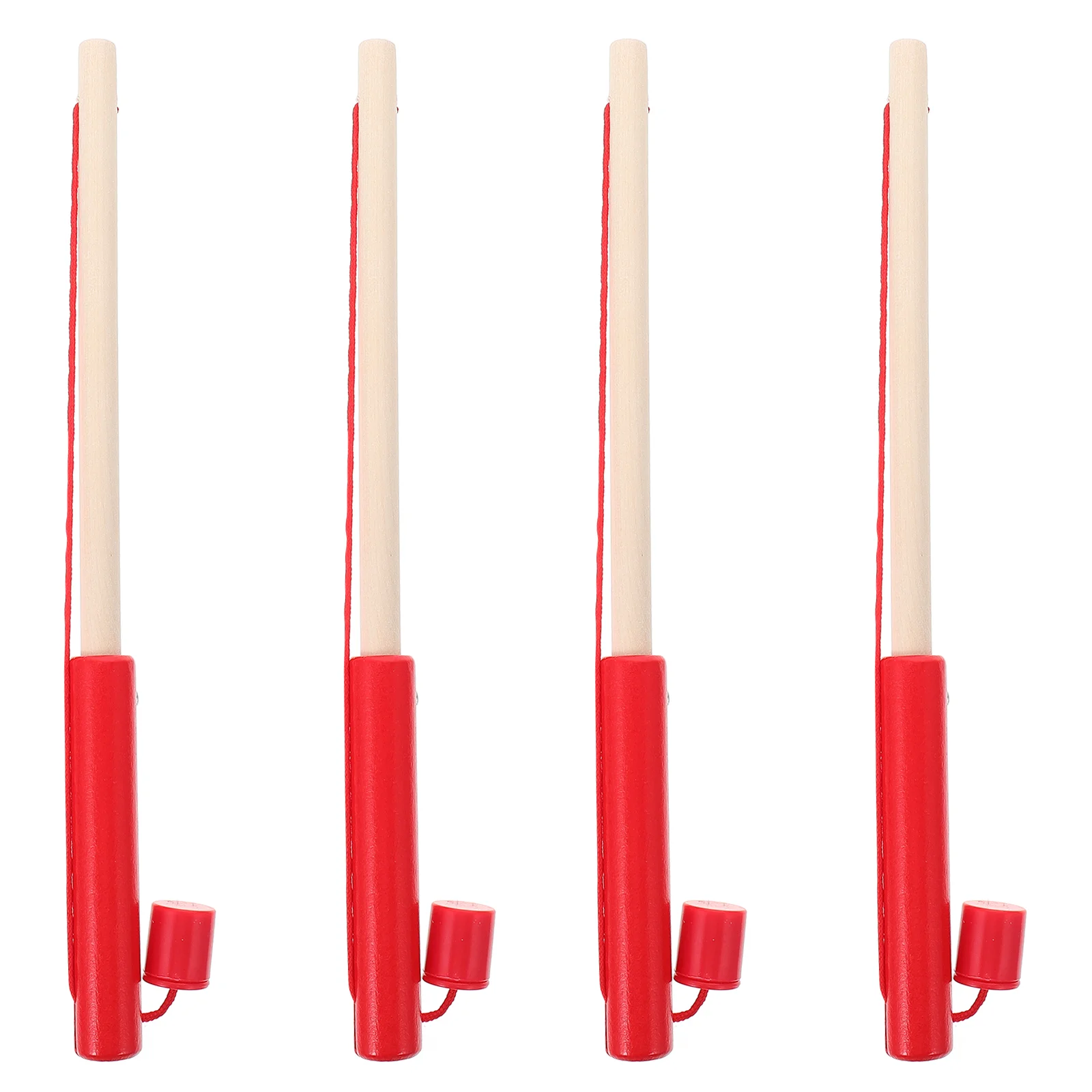 

4Pcs Children Fishing Toys Wooden Fishing Rods Fishing Pole Plaything (Red)