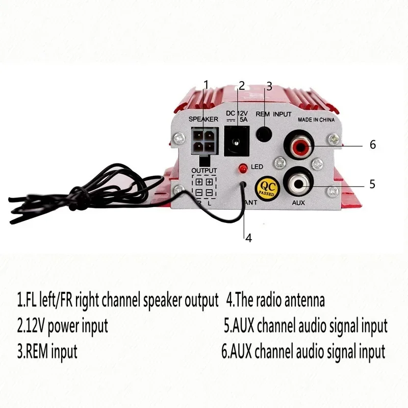 for Kinter MA-700 Auto Car 2 Channels Audio AMP Amplifier Support USB MP3 FM Input with Remote Control Motorcycle Boat