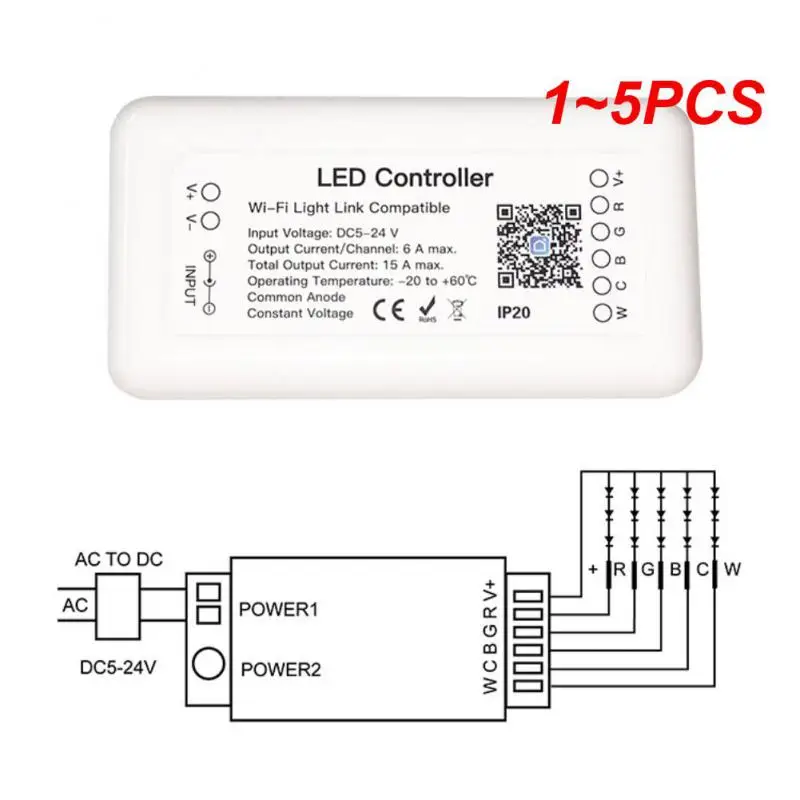 

1~5PCS Tuya Zigbee Smart LED Controller RGB+CCT Controller 6pin Light Strip Controller DC12-24V Work With Alexa Assistant