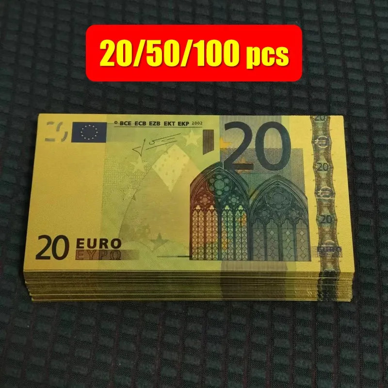 20 ~ 100 шт. поддельные европейские купюры евро банкноты из золотой фольги деньги 50