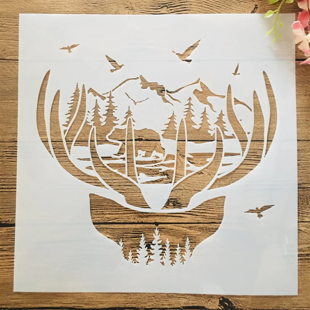 

30*30cm Bear Deer Forest Antlers DIY Layering Stencils Wall Painting Scrapbook Coloring Embossing Album Decorative Template