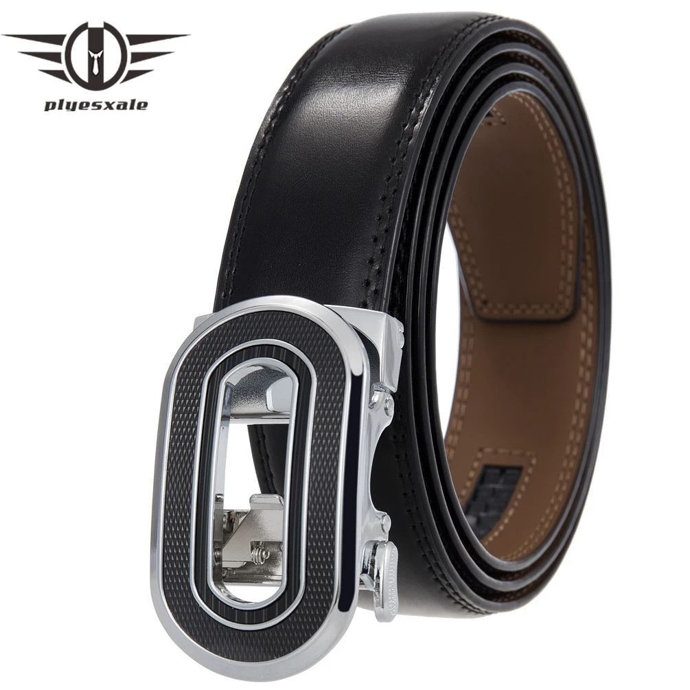 Мужской кожаный ремень с металлической автоматической пряжкой B954