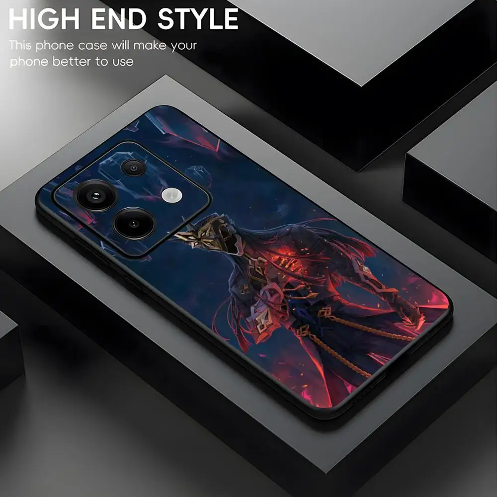 Фото Чехол для телефона Genshin Impact Capitano для Xiaomi Redmi Note 14 13 12 11 Pro Plus S 5G 14C A3, мягкий черный чехол для телефона №5