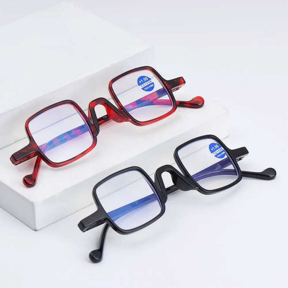 

Square Rectangle Frame Reading Glasses Anti Blue Light Resin Sheet Bean Flower Black Frame Presbyopic Eyewear +1.0~4.0