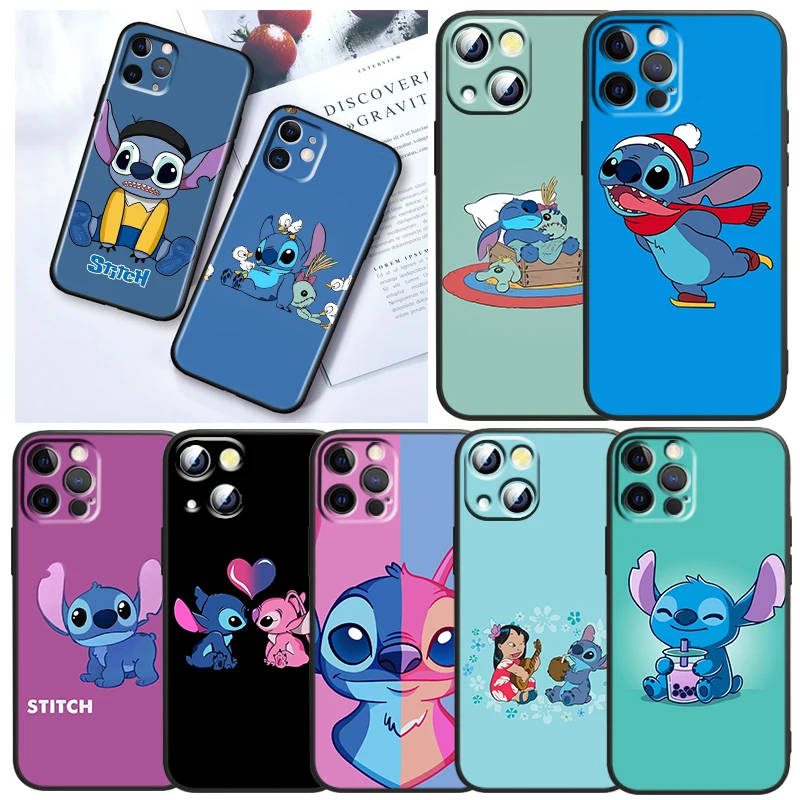 

Anime Stitch Cute Art Phone Case For Apple iPhone 14 13 12 11 SE XS XR X 7 8 6 Mini Plus Pro MAX 2020 Black Soft Cover