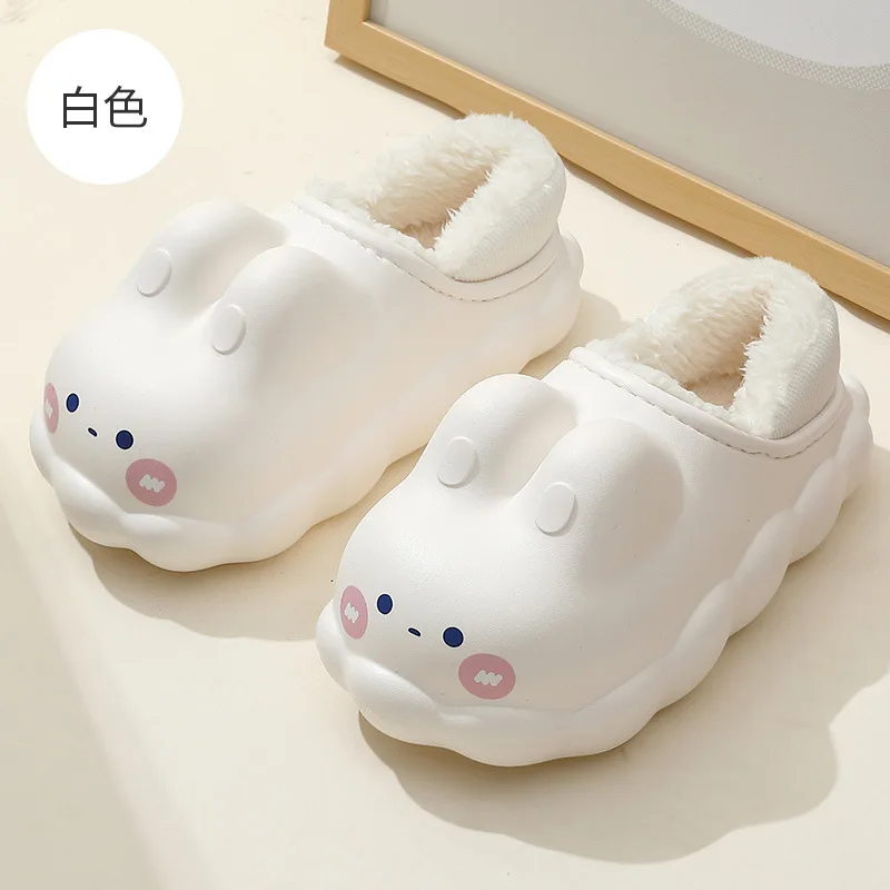 2022 Winter Cute Animal Funny Slippers Cartoon Home Slippers Women's Indoor Waterproof Non-Slip Thick Bottom Plush Cotton Shoes