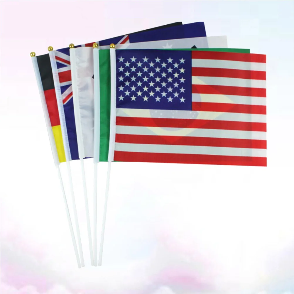 

40 Countries Handheld Flag International World Flag Hand Held Small National Miniature Flags On Banner for School Sports 40PCS