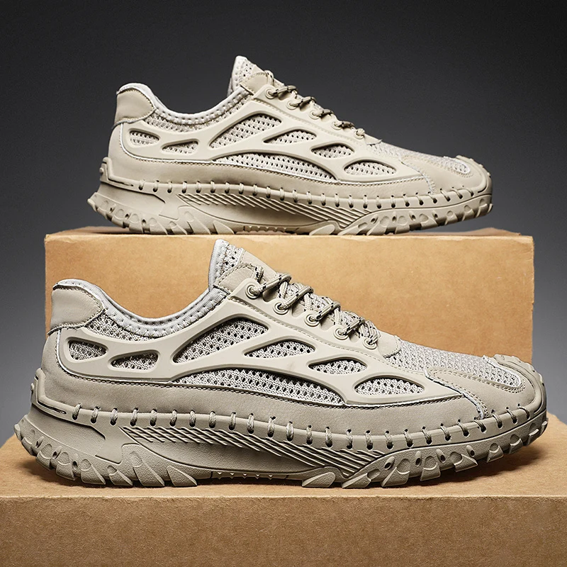 

Летняя мужская обувь, дышащие спортивные демпфирующие сетчатые туфли для бега, модная повседневная обувь с вырезами, блестящая обувь