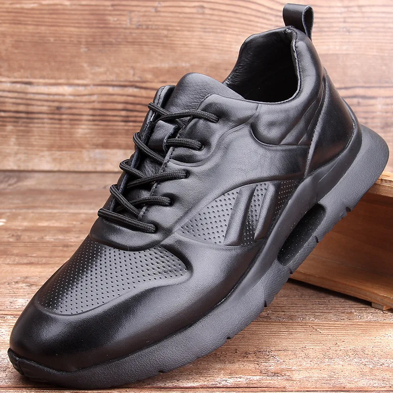 Summer Genuine Leather Front Lace Up Ventilate Shoes Cowhide Spot Round Head Casual Outdoor Trekking Tooling Walking Sneakers