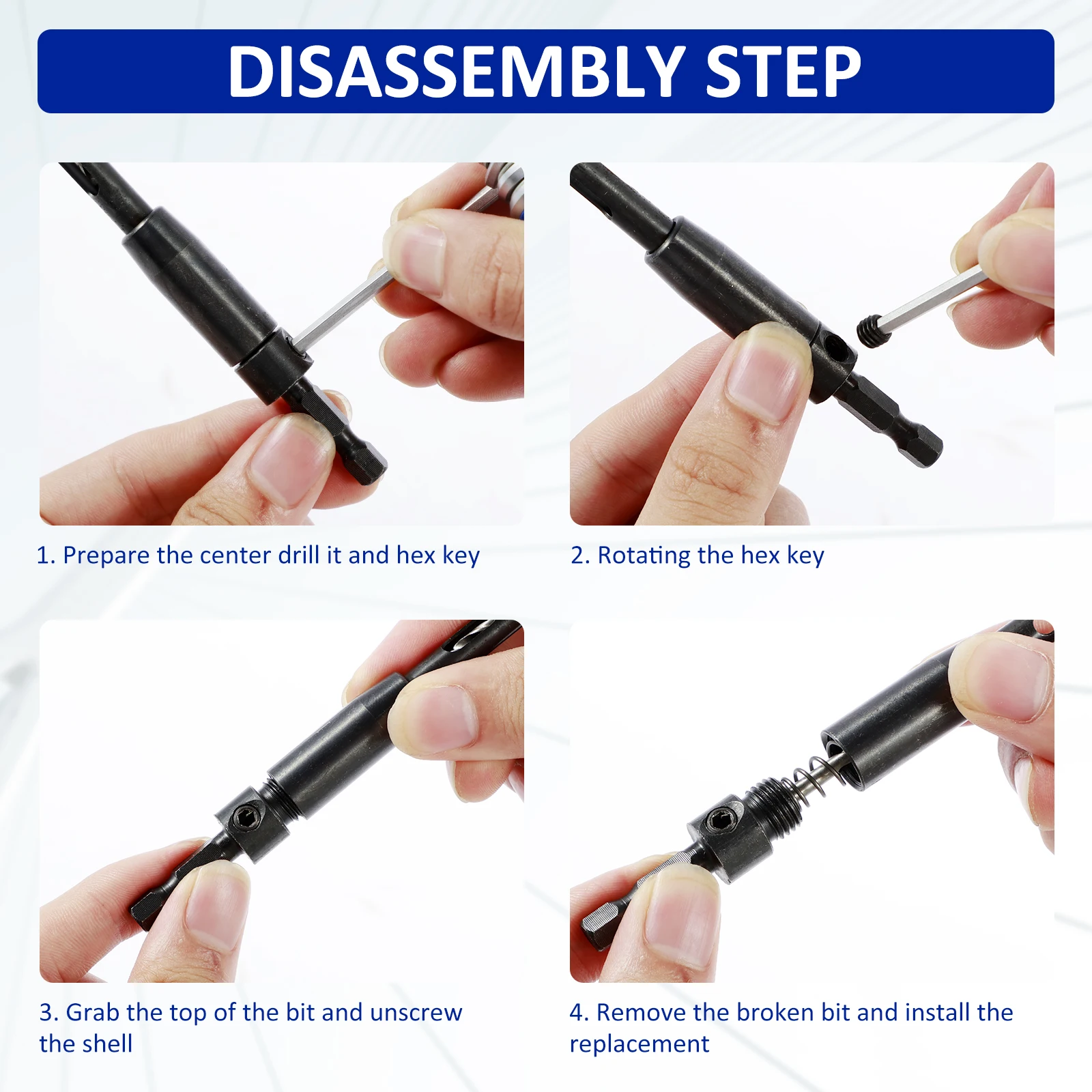 Набор самоцентрирующихся шарниров 6 шт. с держателем бит шестигранный хвостовик