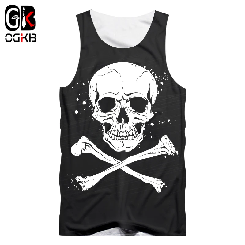 

Ogkb Black Tank Top Women/men's Cool Print Skeleton Bone 3d Vest Sleeveless Undershirts Baseball Jerseys Homme Hiphop Streetwear