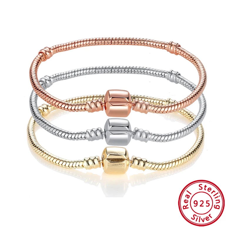 

2021 Fashion Adjuestable 925 Silver Original Charm Bracelet for Women Jewelry Bead Bangles DIY Gifts