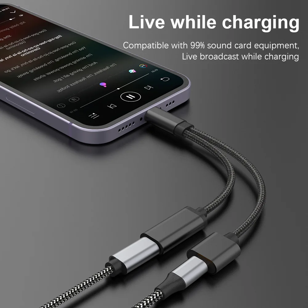 2 In 1 USB C To 3.5mm Headphone Jack Adapter Type C Charge Audio Aux Adaptor for iphone11 12 13