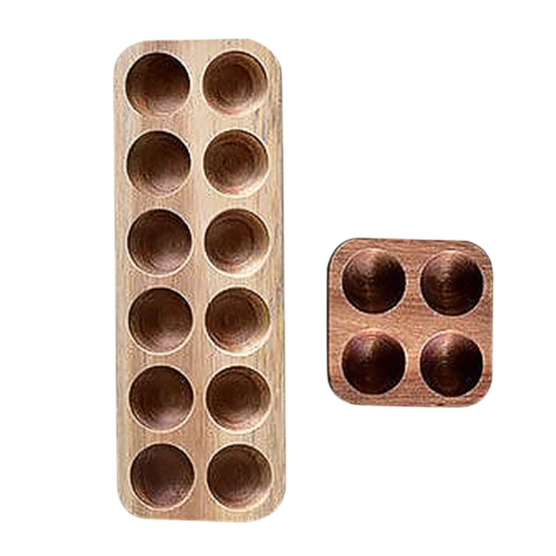 

2 Pcs Japanese Style Wooden Double Row Egg Storage Box Home Organizer Rack Eggs Holder Kitchen Decor Kitchen Storage
