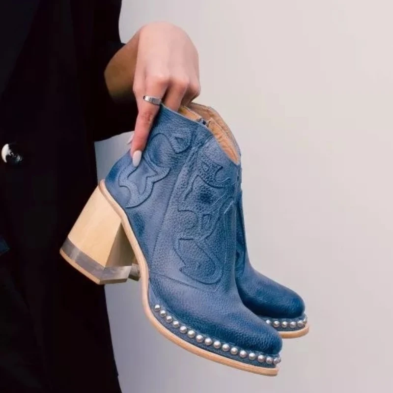 

ботинки осенние женские ботинки сапоги женские Женские кожаные ботинки на массивном каблуке, удобная обувь большого размера для женщин, бо...