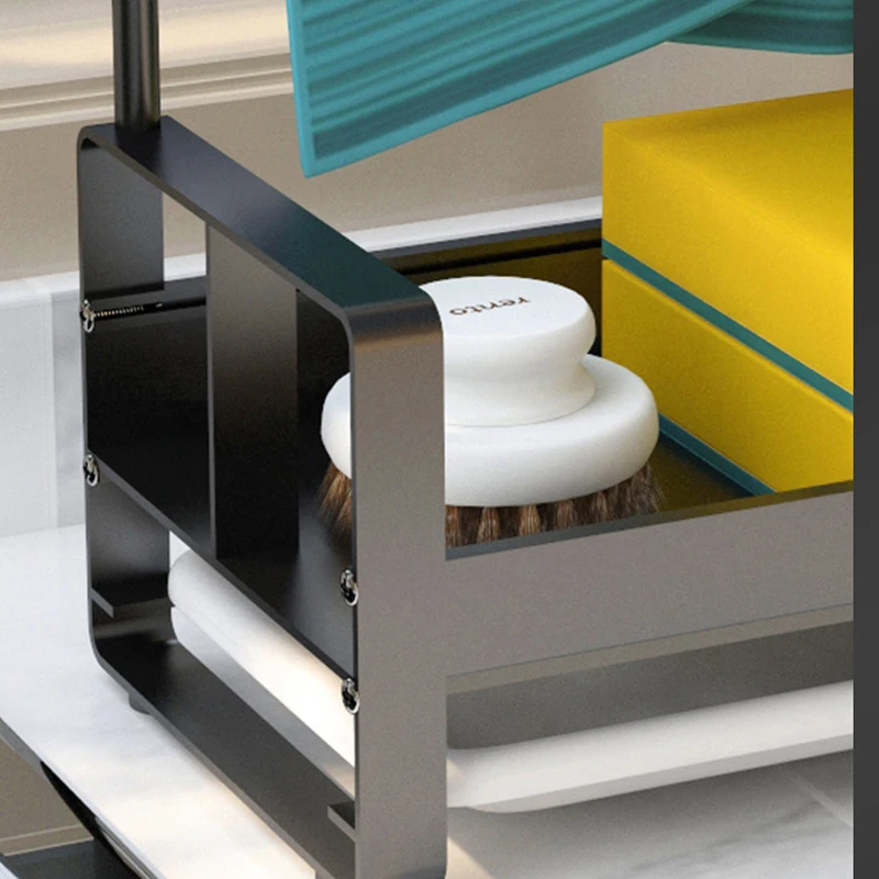 Кухонный Органайзер стойка для раковины алюминиевый держатель губки полотенец