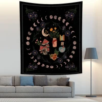 vintage magic mushrooms tapestry wall hanging witch hands mandrake root mushrooms butterfly moon plants home decor decoration