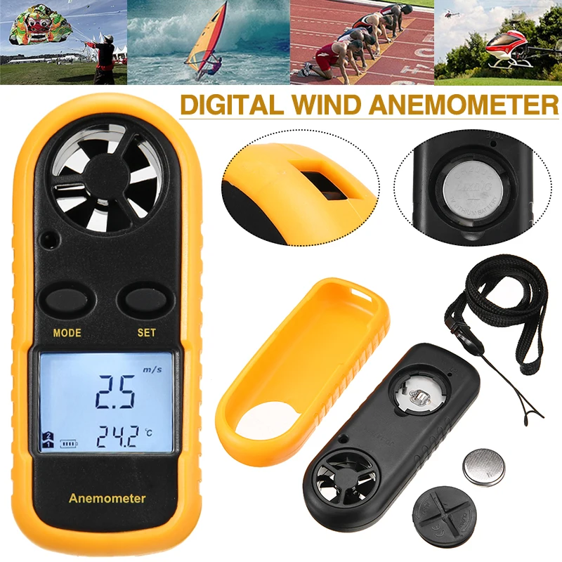 

Цифровой анемометр ручной измеритель скорости ветра высокоточные весы скорости ветра датчик термометр охлаждение ветром с подсветкой ЖК-д...