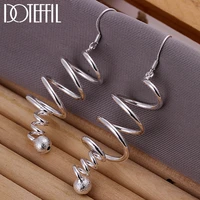 doteffil 925 sterling silver spring frosted bead ball drop earrings for women engagement wedding birthday gift fashion jewelry