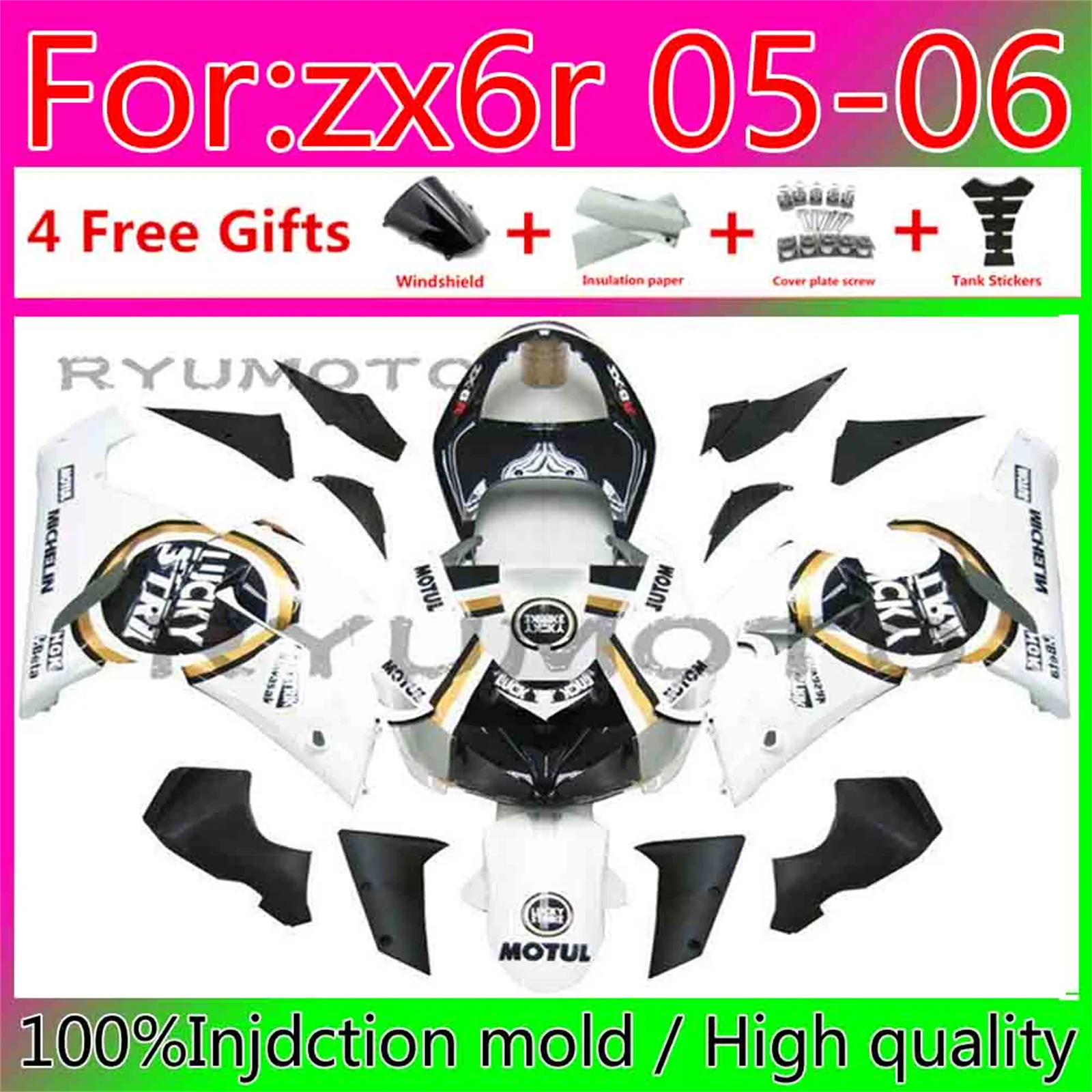 

Новый комплект обтекателей для цельного мотоцикла ABS, подходит для Kawasaki Ninja ZX-6R 2005 2006 zx6r 2005-2006 обтекатель