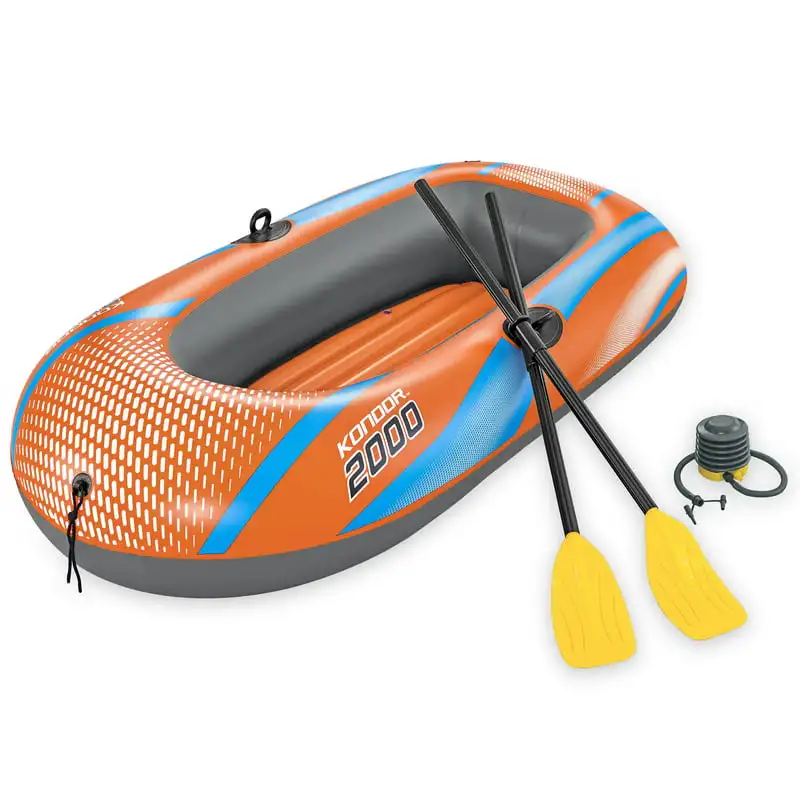 

2000 Raft Set - 6'1" x 38" - Fits 1 Child & 1 Adult, Orange & Blue, Family Water Boat, Water Sports, Front Tie Rope, Suitable