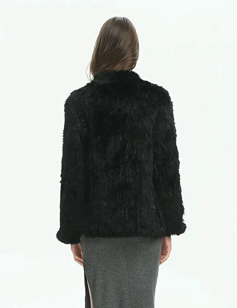 Top Sell Fur New Genuine Rabbit Fur Coat Fashion Women Knit Rabbit Fur Jacket Winter Warm Rabbit Fur Outwear